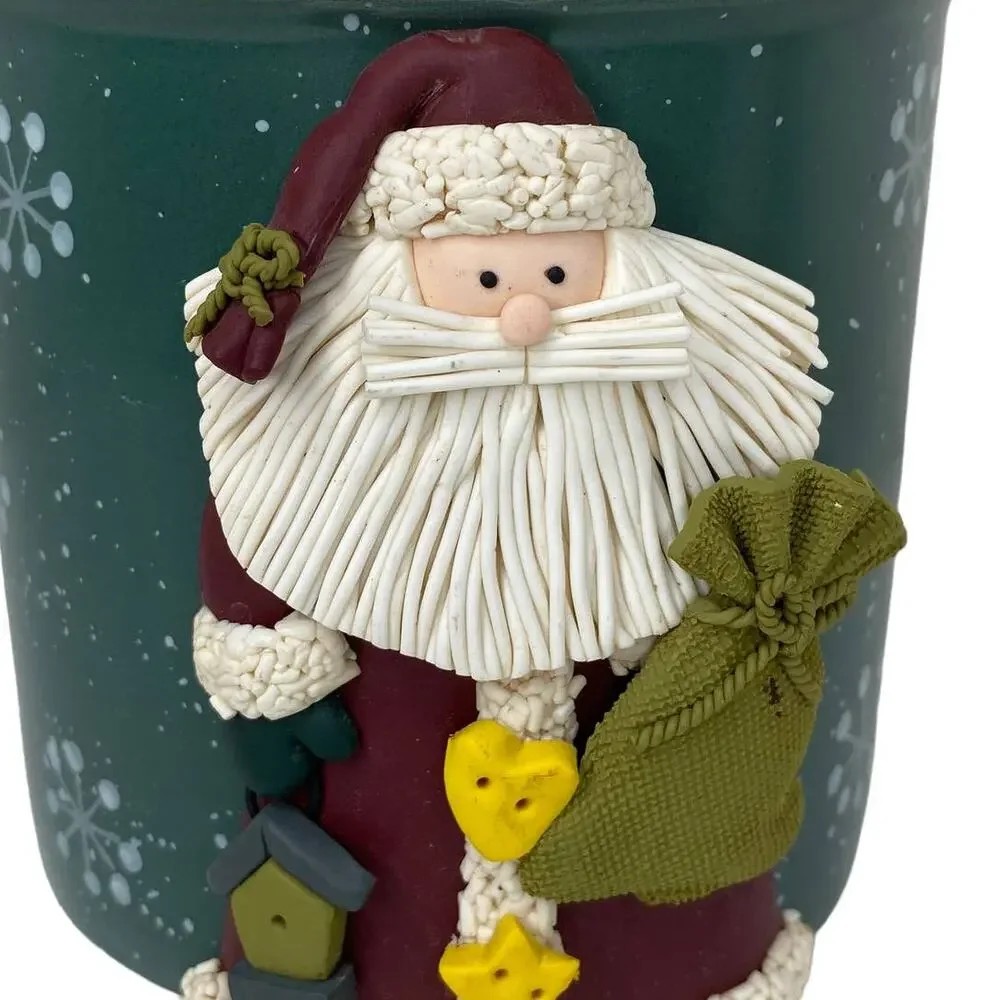 Happy Holidays Santa Cookie Jar Ceramic Pottery